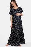 Coucou Maternity Full Length Loungewear Dress With Front Zipper And Discreet Feeding - Dark Navy — thumbnail 2